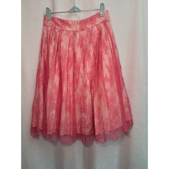 NEW J.Crew Lace Overlay A-line Skirt Contrast Beige Lined Pockets Size 00 Pink - Picture 4 of 10